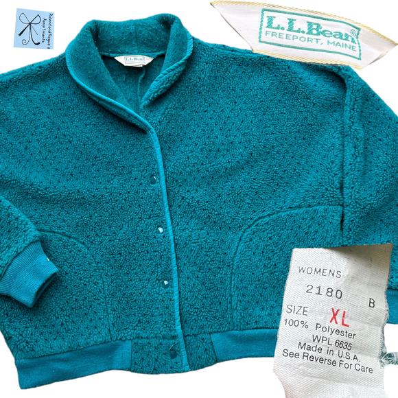 L.L. Bean Fuzzy Bomber Jacket Sz XL - Picture 1 of 6